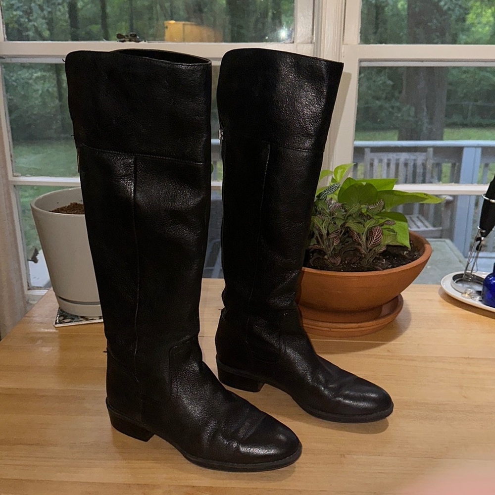 Nine West Over the Knee Black Leather Boots - 7.5
